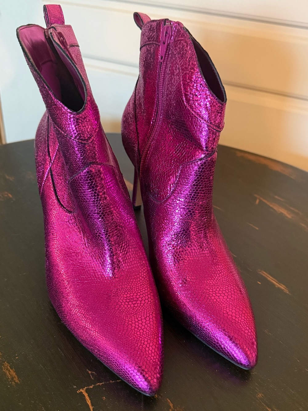 Gianni Bini Magenta Metallic Ankle Boot